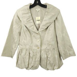 J Jill Embroidered Jacquard Floral 3 Button Jacket Size 8 Peplum 3/4 Sleeve NEW